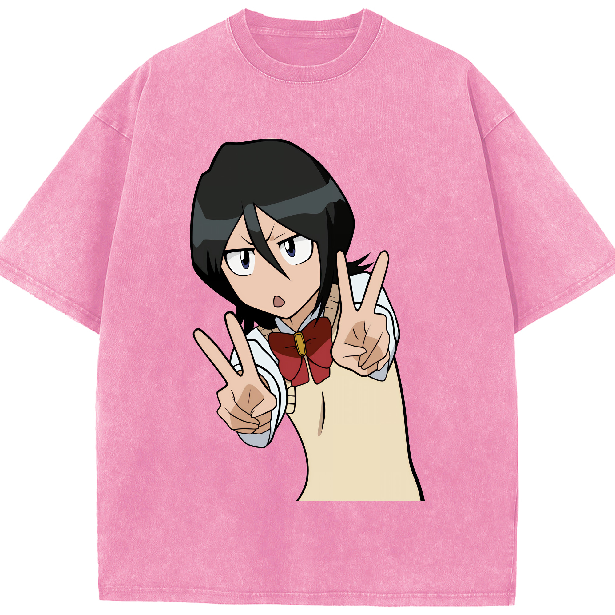 （画像用） ブリーチ 朽木ルキア BLEACH Kuchiki Rukia 綿100% ヴィンテージ風 半袖Tシャツ（フロントプリント）